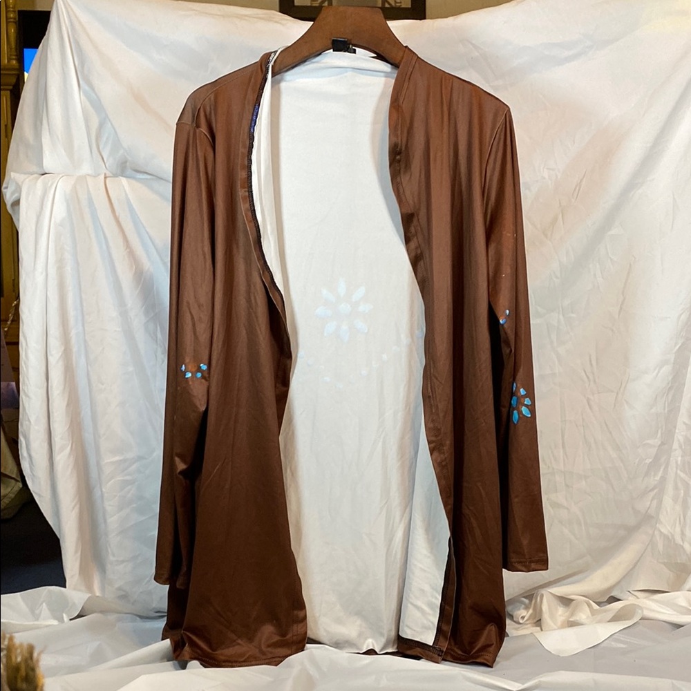 Brown Cape with Long-Line Silhouette and Embellishments